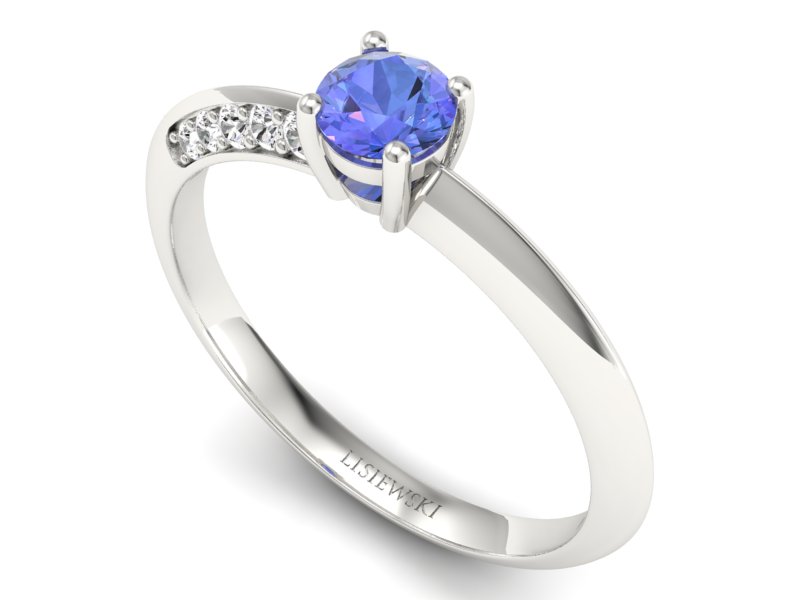 Pierścionek z tanzanitem białe złoto i brylantami - p16421bt - 3