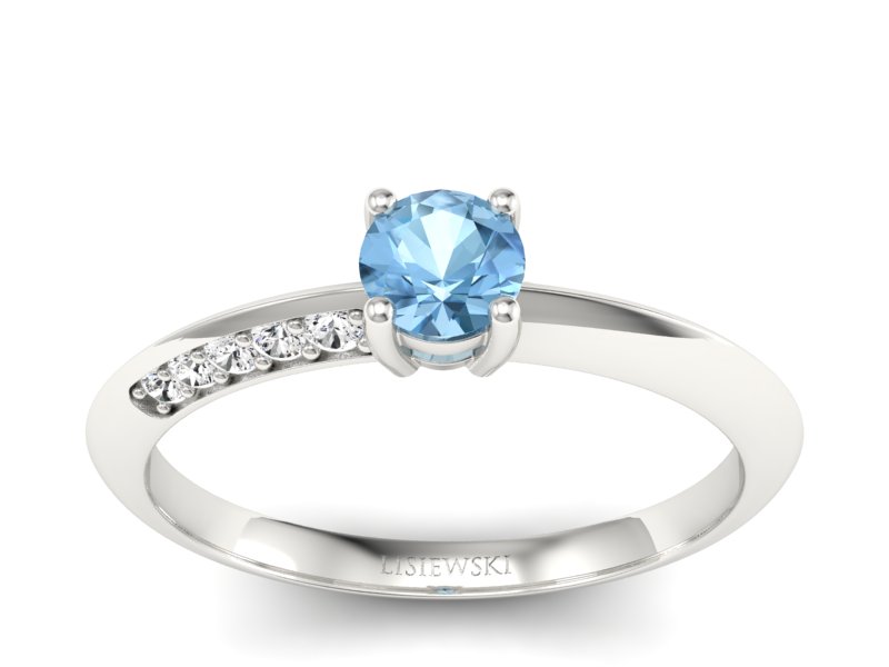 Pierścionek z topazem i brylantami białe złoto - p16421btp - 1