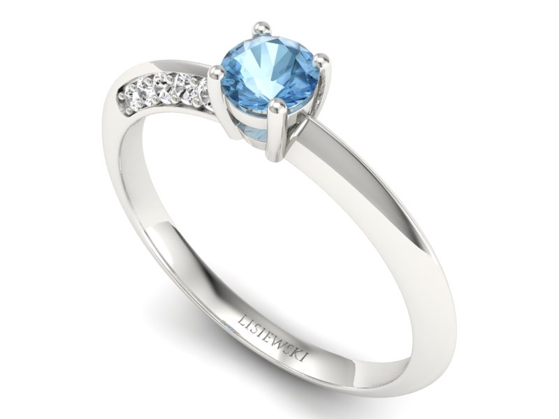 Pierścionek z topazem i brylantami białe złoto - p16421btp - 3