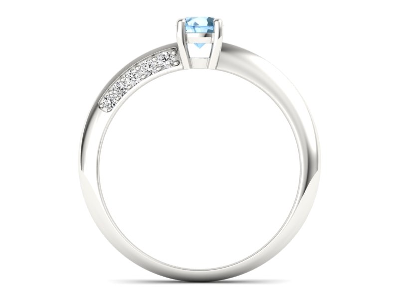 Pierścionek z topazem i brylantami białe złoto - p16421btp - 2