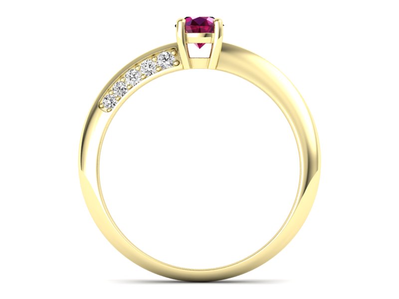 Złoty pierścionek z rubinem i brylantami - p16421zr - 2