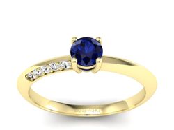 Złoty pierścionek z szafirem i brylantami - p16421zsz