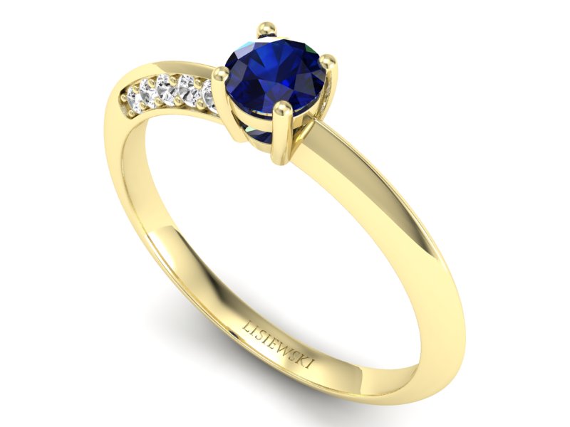 Złoty pierścionek z szafirem i brylantami - p16421zsz - 3