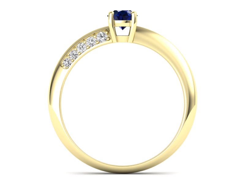 Złoty pierścionek z szafirem i brylantami - p16421zsz - 2