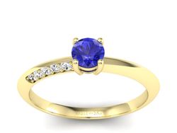 Złoty pierścionek z szafirem i diamentami - p16421zszc