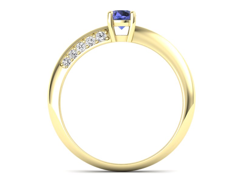 Pierścionek z tanzanitem i brylantami żółte złoto - p16421zt - 2