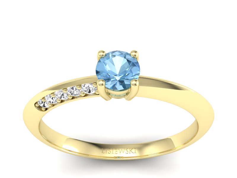 Złoty pierścionek z topazem i brylantami - p16421ztp - 1
