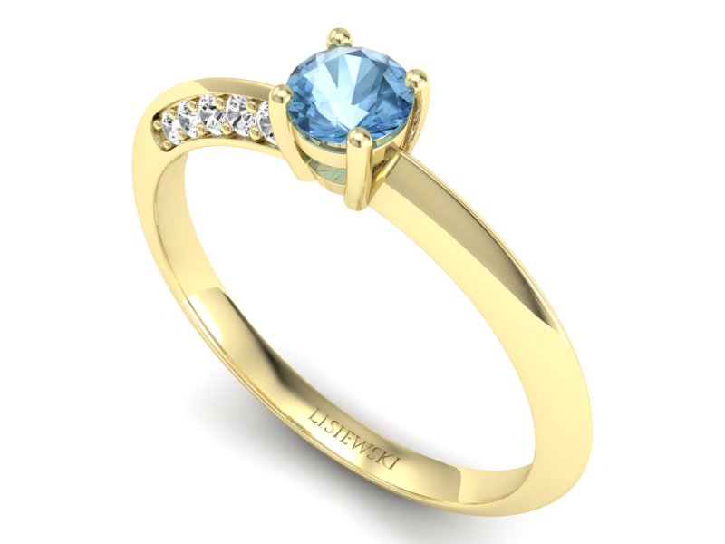 Złoty pierścionek z topazem i brylantami - p16421ztp - 2