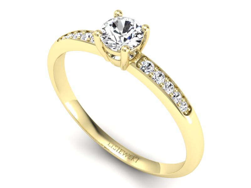 Złoty pierścionek z brylantami żółte złoto - p16422z - 3