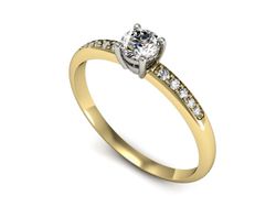 Pierścionek z diamentami żółte i białe złoto 585 - p16422zb