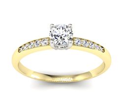 Pierścionek z diamentami żółte i białe złoto - p16422zb