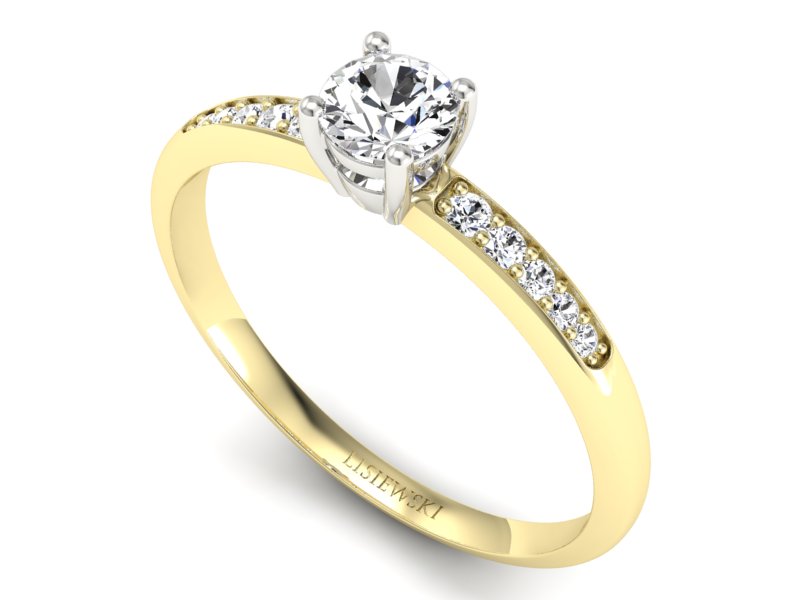 Pierścionek z diamentami żółte i białe złoto - p16422zb - 3