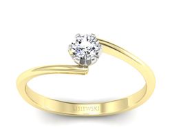 Pierścionek z diamentem żółte i białe złoto 585 - p16423zb