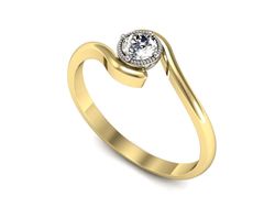 Pierścionek z diamentem żółte i białe złoto 585 - p16424zb