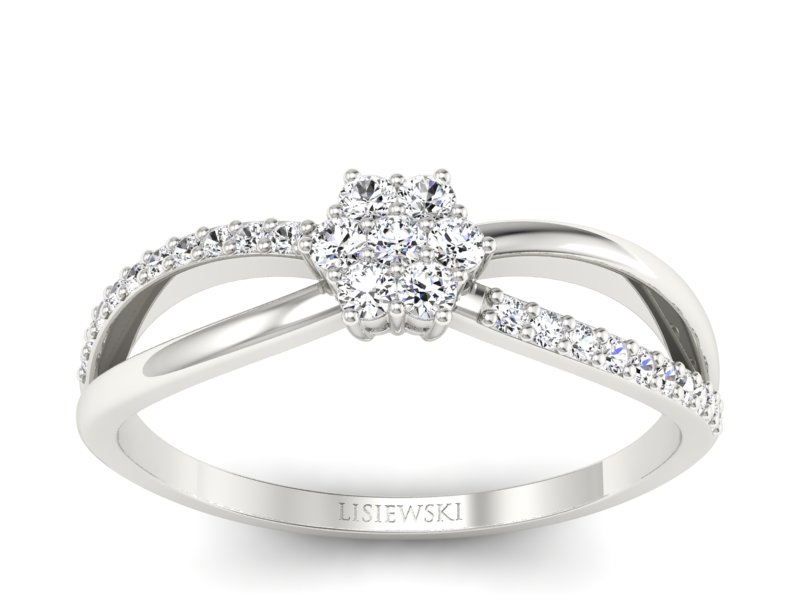 Pierścionek zaręczynowy z brylantami białe złoto - p16427b - 1