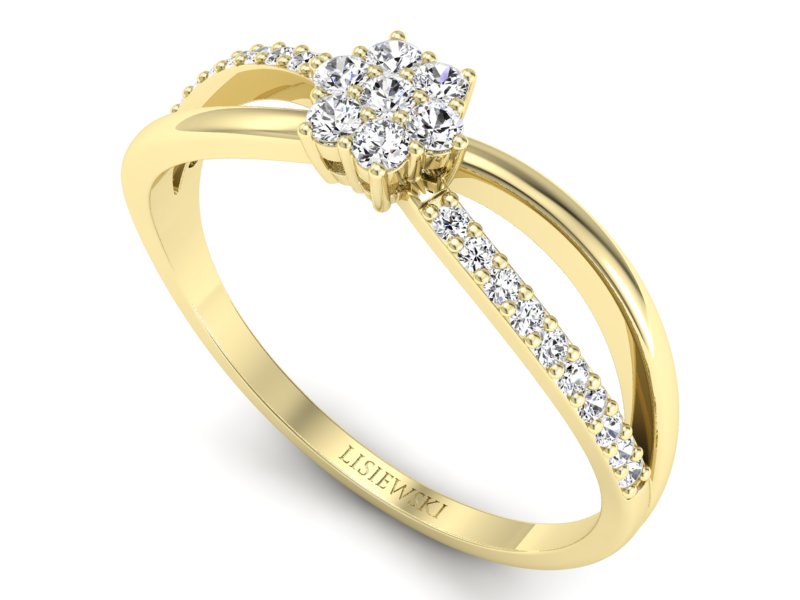 Złoty pierścionek z brylantami żółte złoto - p16427z - 3