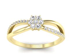 Złoty pierścionek z brylantami żółte złoto - p16427z