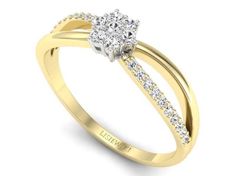 Pierścionek z diamentami żółte i białe złoto - p16427zb - 3