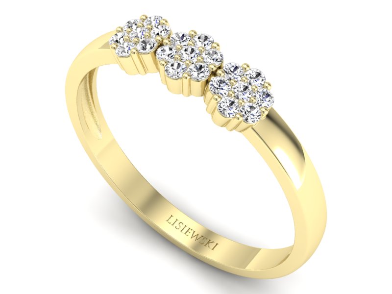 Złoty Pierścionek z brylantami żółte złoto 585 - p16428z - 3