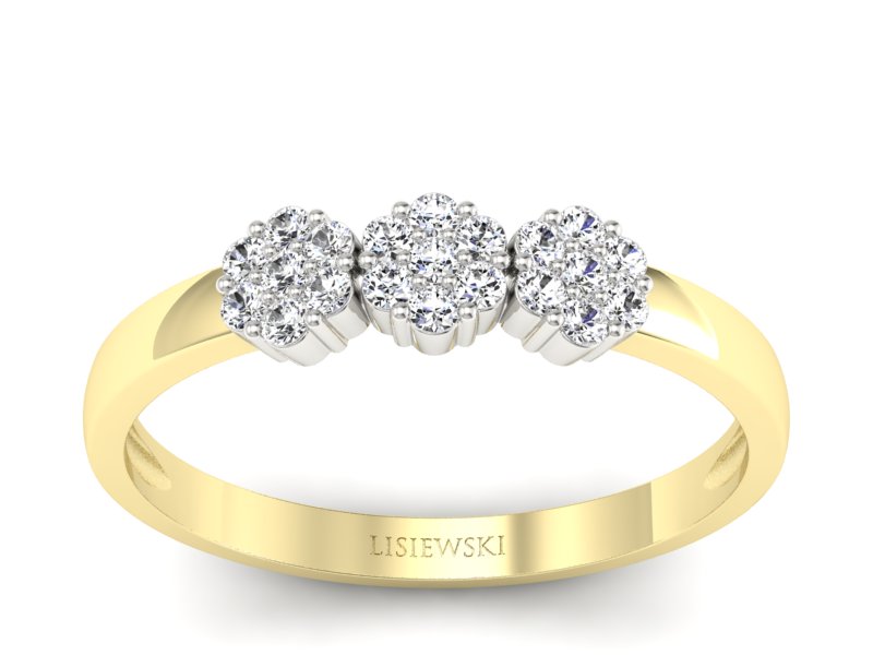 Pierścionek z brylantami żółte i białe złoto - p16428zb - 1