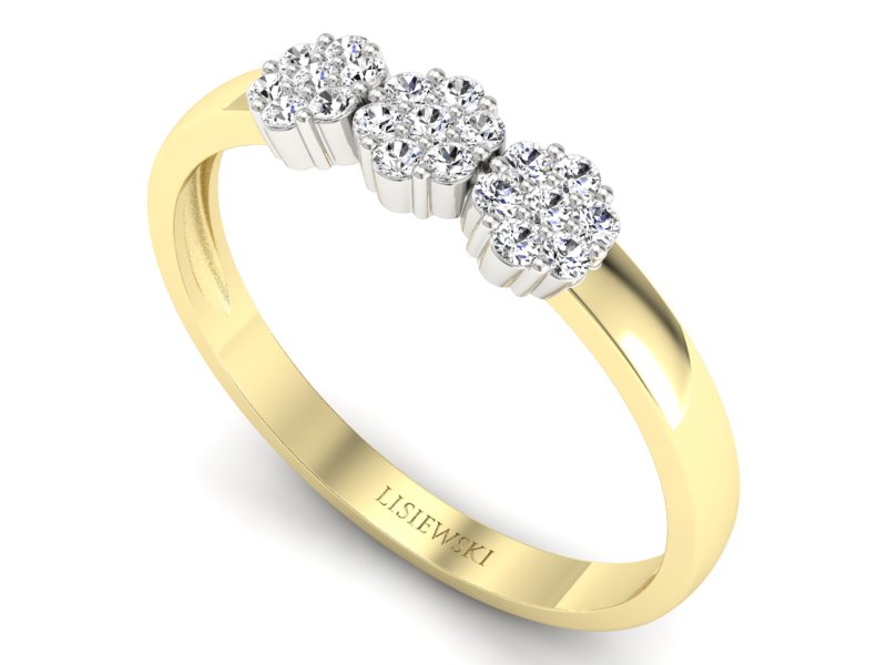 Pierścionek z brylantami żółte i białe złoto - p16428zb - 3