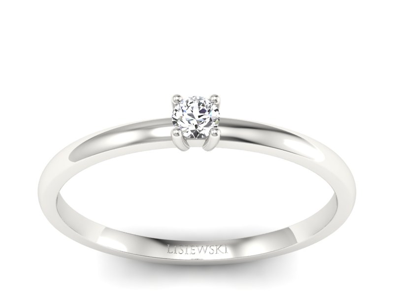 Złoty pierścionek z brylantem białe złoto - p16430b - 1