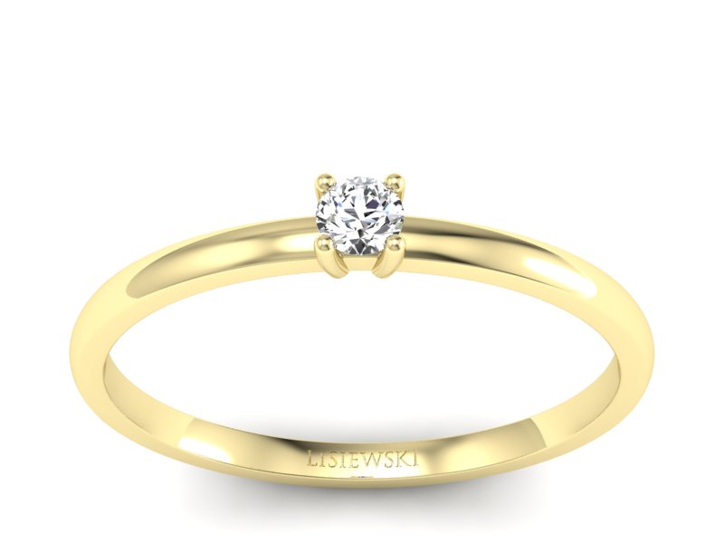 Pierścionek zaręczynowy z brylantem żółte złoto - p16430z - 1