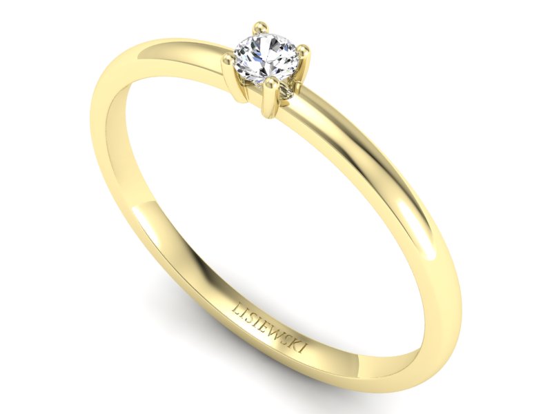Pierścionek zaręczynowy z brylantem żółte złoto - p16430z - 3