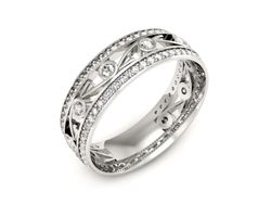 Pierscionek Obrączka z brylantami białe złoto 585 - p16431b