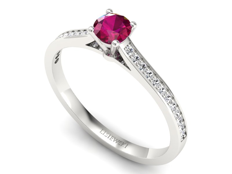 Pierścionek z rubinem i brylantami białe złoto - p16432br - 3