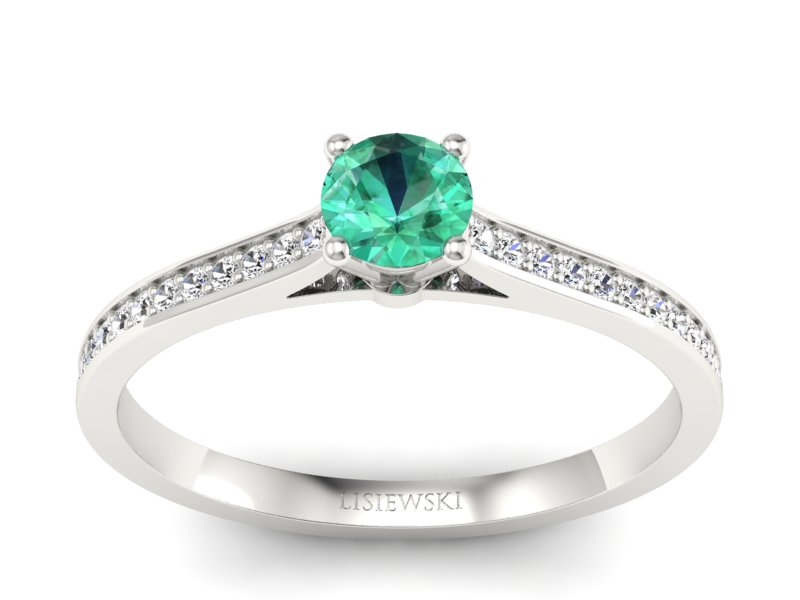 Złoty pierścionek ze szmaragdem i brylantami - p16432bsm - 1