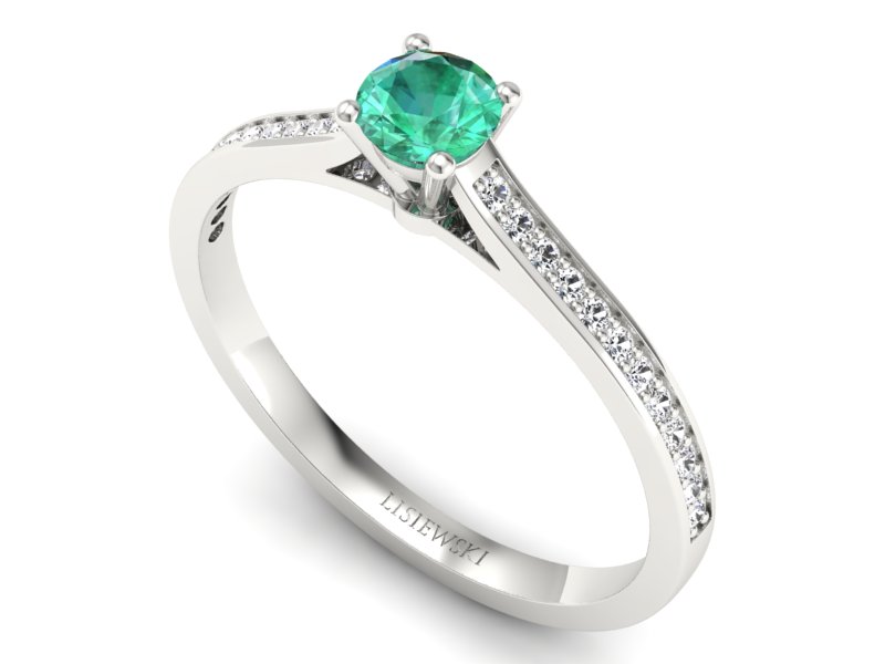 Złoty pierścionek ze szmaragdem i brylantami - p16432bsm - 3