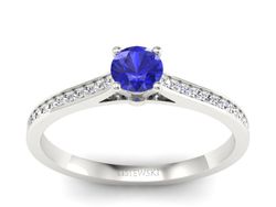 Złoty pierścionek z szafirem i brylantami - p16432bszc