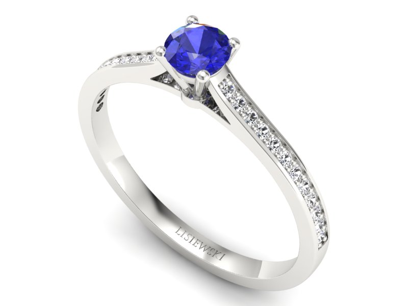 Złoty pierścionek z szafirem i brylantami - p16432bszc - 3