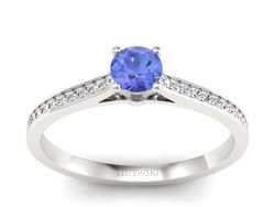 Pierścionek z tanzanitem białe złoto i brylantami - p16432bt