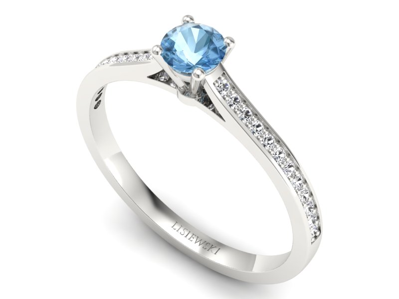 Pierścionek z topazem i brylantami białe złoto - p16432btp - 3