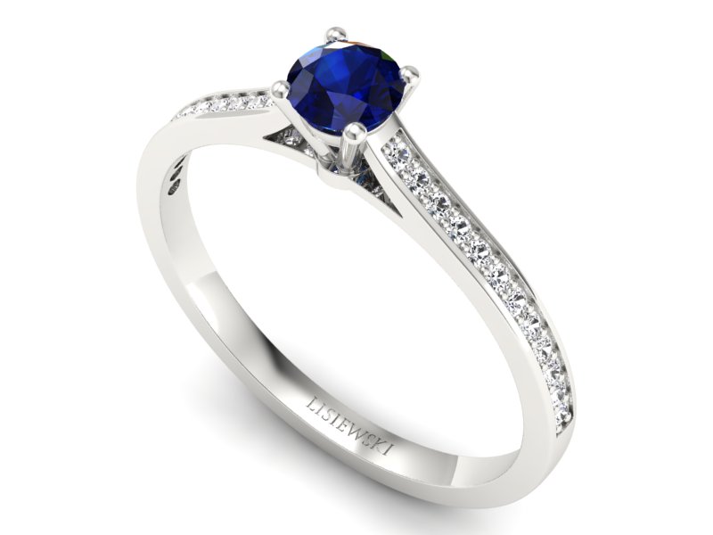 Platynowy pierścionek z szafirem i brylantami - P16432ptsz - 3