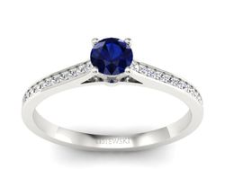 Platynowy pierścionek z szafirem i brylantami - P16432ptsz