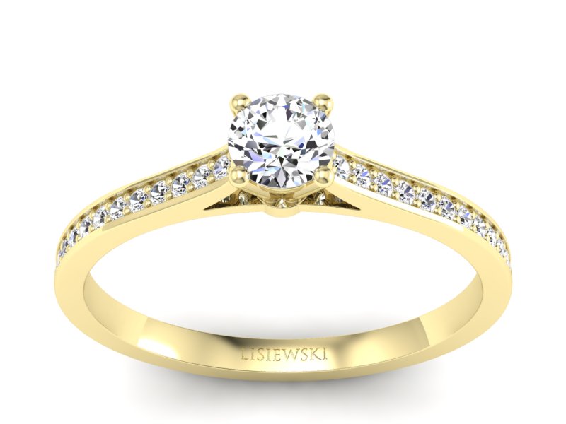 Złoty pierścionek z brylantami żółte złoto - p16432z - 1