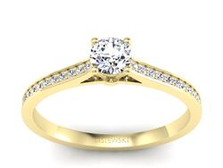 Złoty pierścionek z brylantami żółte złoto - p16432z