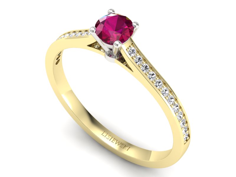 Pierścionek z rubinem i diamentami - p16432zbr - 3