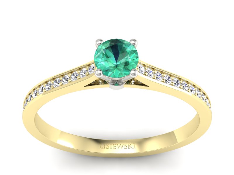 Pierścionek ze szmaragdem i diamentem - p16432zbsm - 1