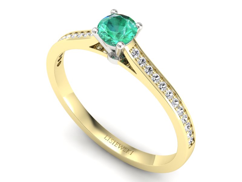 Pierścionek ze szmaragdem i diamentem - p16432zbsm - 3