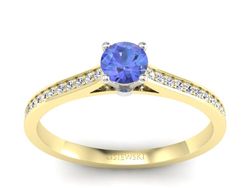 Złoty pierścionek z tanzanitem i brylantami - p16432zbt
