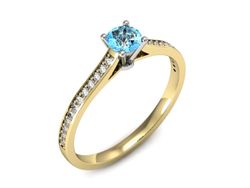 Pierścionek topaz i brylanty białe żółte złoto - p16432zbtp