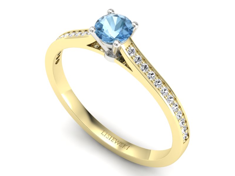 Pierścionek topaz i brylanty białe żółte złoto - p16432zbtp - 3