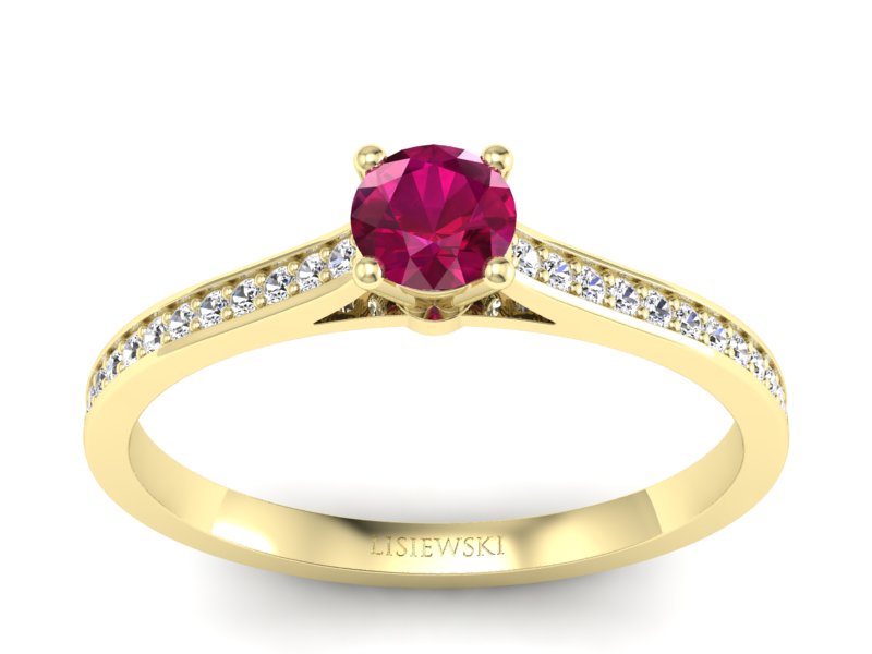 Pierścionek z rubinem i brylantami - p16432zr - 1