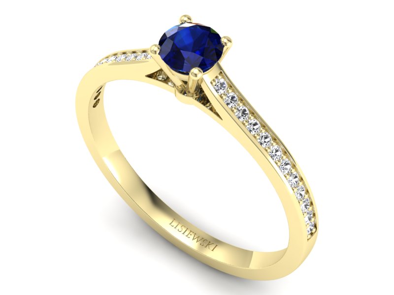 Złoty pierścionek z szafirem i brylantami - p16432zsz - 3