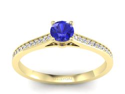 Złoty pierścionek z szafirem i diamentami - p16432zszc