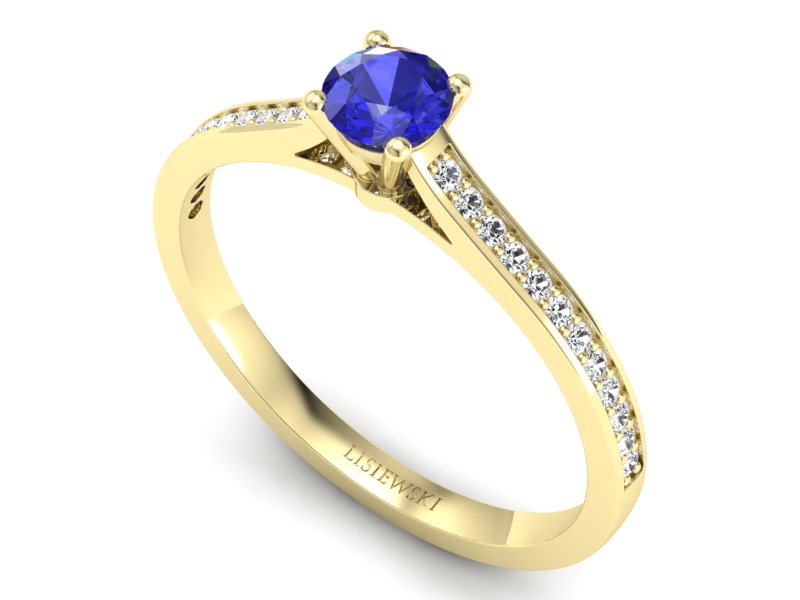 Złoty pierścionek z szafirem i diamentami - p16432zszc - 3
